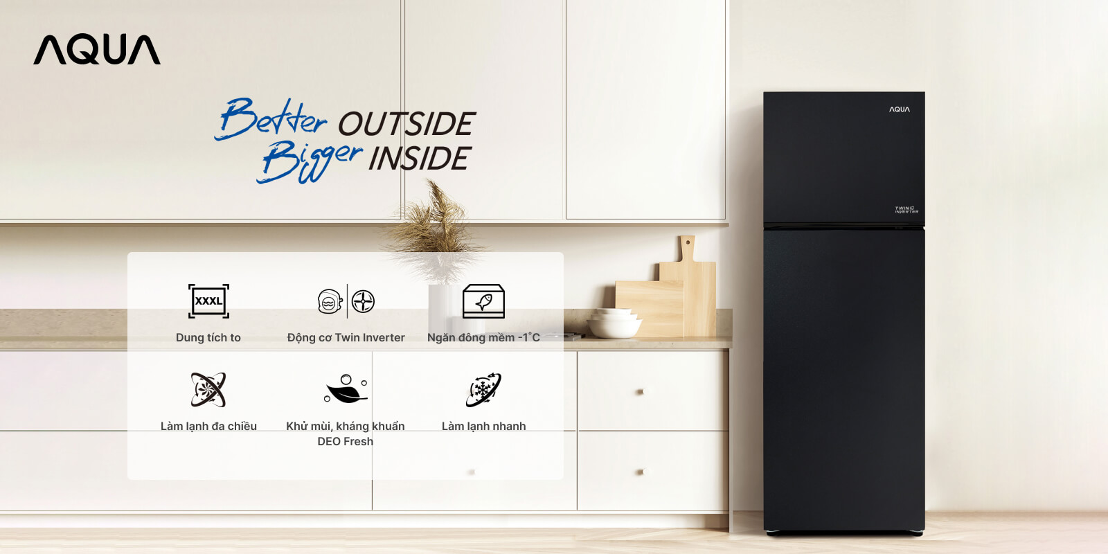 Tủ lạnh Aqua inverter 357 lít AQR-T376FA(FB)
